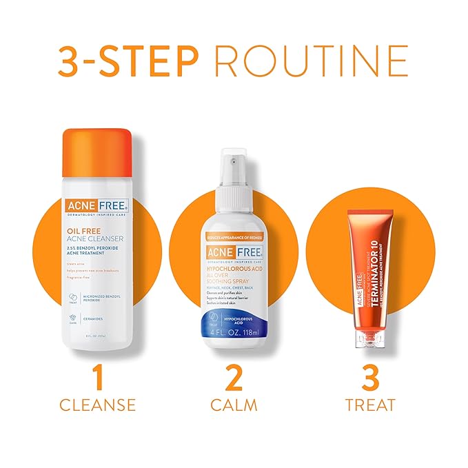 AcneFree Hypochlorous Acid Soothing Spray for Face & Body – Redness Relief Mist for Acne-Prone, Sensitive, or Irritated Skin – Gentle Daily Spray for Breakout Support & Skin Barrier Balance – 4 ounce