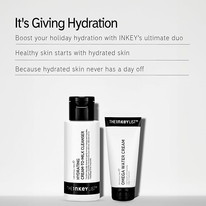 The INKEY List It’s Giving Hydration Gift Set, Hydrating Cream-to-Milk Cleanser + Omega Water Cream Moisturiser, Skincare Duo for Healthy, Glowing Skin, Gift Set for All Skin Types