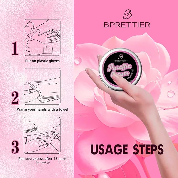 Cold Paraffin Wax Hand and Feet Nourishing Cream - No Heat Needed - Shea Butter Cuticle Care Balm - Jasmine Scent - at Home Spa Results Without Melting Kits