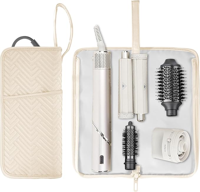 SITHON Hot Iron Holder & Mat, Heat Resistant Hair Tools Travel Bag Portable Hot Tools Organizer Cover Pouch for Curling Irons, Flat Irons, Hair Straightener and Styling Tools (Bag Only) (Beige)