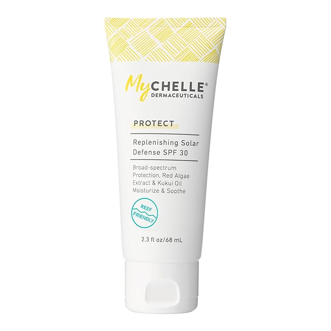MyCHELLE Dermaceuticals Solar Defense SPF 30 (2.3 Fl Oz) - Moisturizing Reef Safe Sunscreen with Red Algae Extract and Kukui Oil - Travel Size Zinc Sunscreen for Face and Body