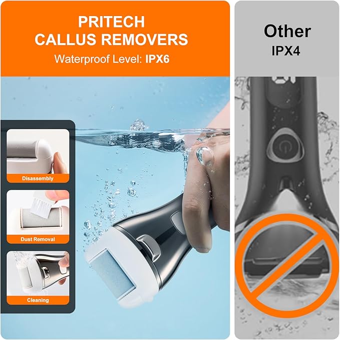 Electric Foot Callus Remover, Rechargeable Portable Electronic Foot File Pedicure Kit, Pedicure Tools for feet, 3 Roller Heads, 3 Speed, Battery Display for Remove Cracked Heels Calluses（BCM-1852）