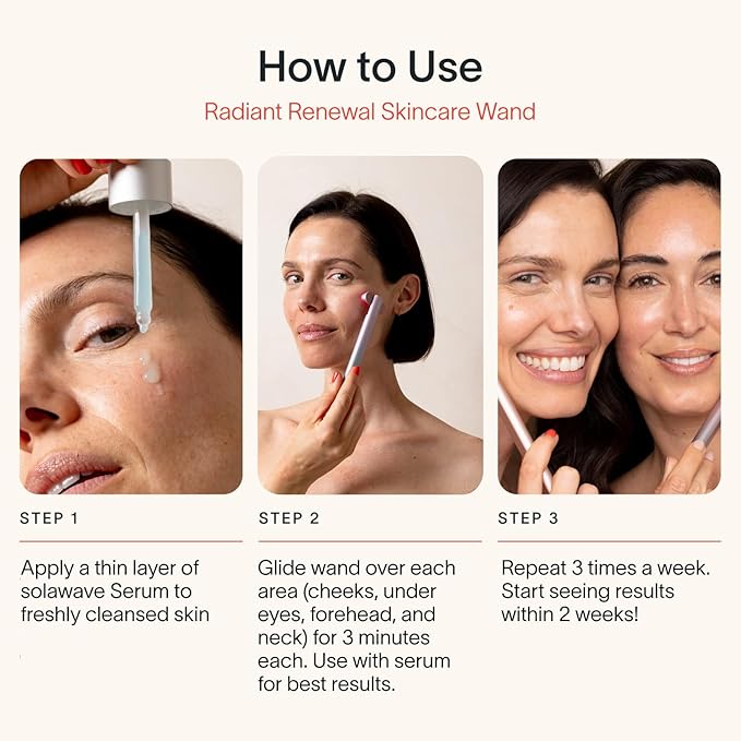 Solawave 4-in-1 Radiant Renewal Red Light Therapy Wand & Renew Complex Activation Serum | Beauty Device for Face & Neck | Serum Boosts Anti-Aging Effects, Reduces Wrinkles, Dark Circles & Puffiness