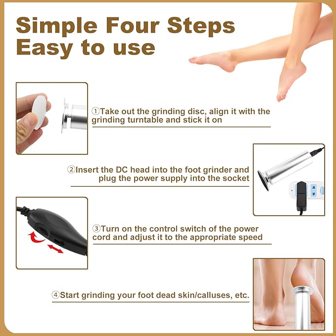 Rechargeable Pedicure Tools for Foot Care, Electric Feet Filer Grinder for Men Women, 2 in 1 Callus Remover with 60Pcs Discs for Feet Heel Shaver, Dead Cracked Skin and Calluses (Silver US)