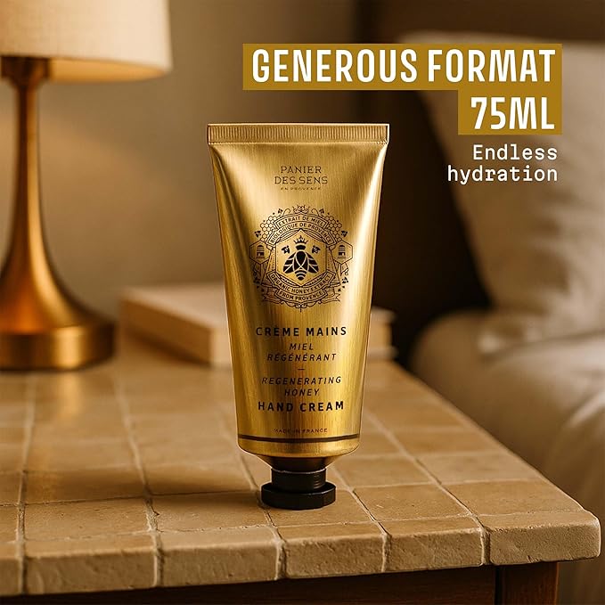 Panier des Sens Honey Hand Cream - Nourishing Shea Butter Hand Cream for Dry Cracked Hands 97% Natural Ingredients - Dermatologically Tested Hand Lotion for Woman Made in France, 2.5 fl oz