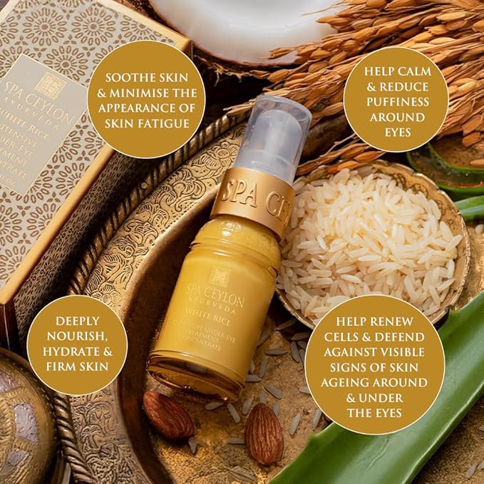 SPA CEYLON White Rice Intensive Under Eye Treatment Concentrate | Dark Circles Under Eye Treatment | Reduces Appearance of Wrinkles and Fine Lines | Hydrating | 20 ml