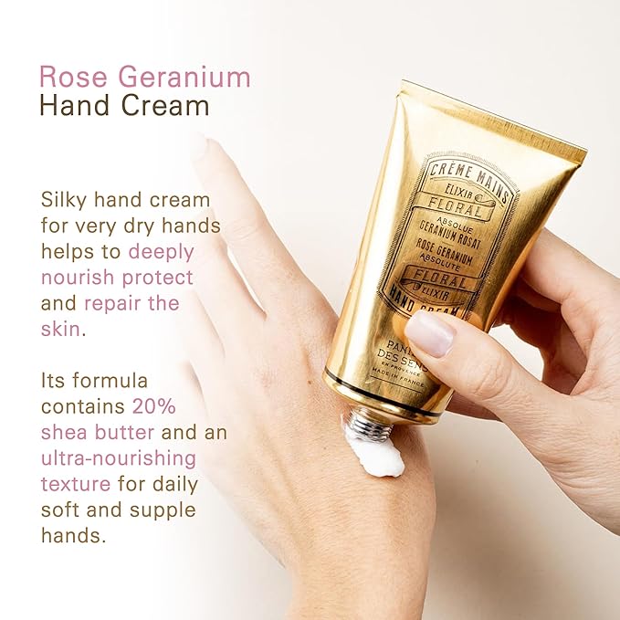 Panier des Sens Rose Geranium Hand Cream with Olive Oil - Nourishing Hand Cream for Dry Cracked Hands 97% Natural Ingredients - Dermatologically Tested Hand Lotion for Woman Made in France, 2.5 fl oz