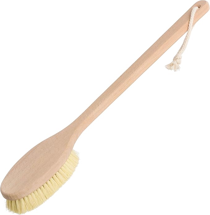 REDECKER Bath Brush with Tampico Fiber Bristles and Oiled Beechwood Handle, 19-5/8-Inches Long, Made in Germany