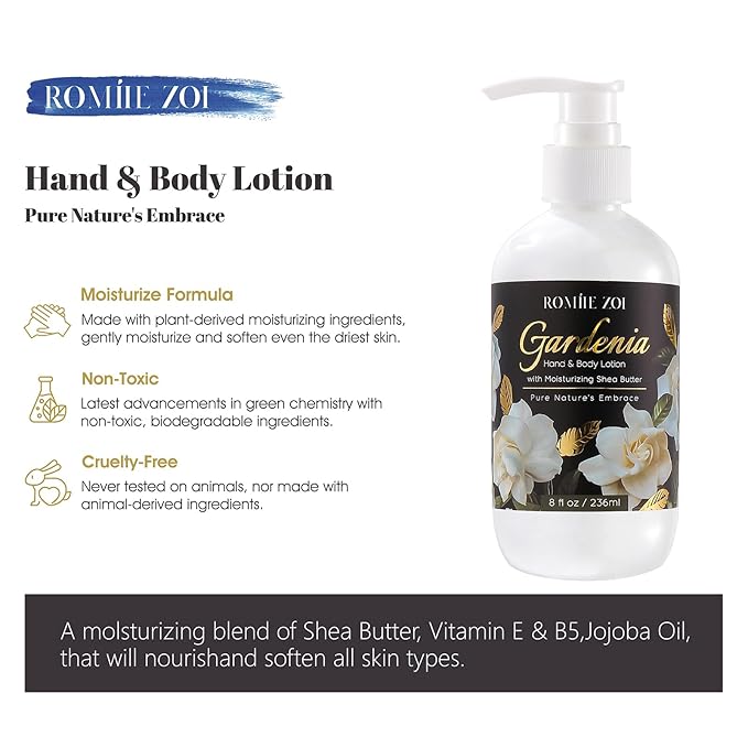 ROMIIE ZOI Daily Hand & Body Lotion with Moisturizing Shea Butter - Gardenia - 236 ML / 8 FL OZ