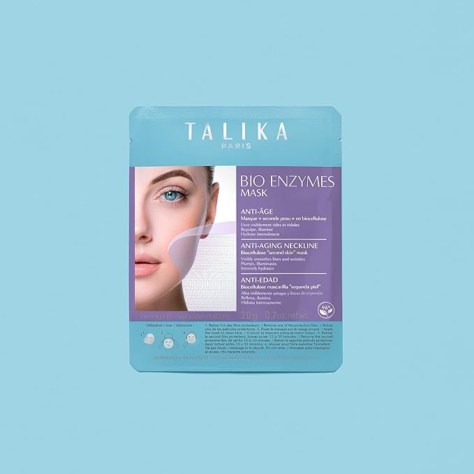 Talika Bio Enzymes Anti-Ageing Mask - Smoothing Anti-Ageing Face Mask - Biocellulose Moisturising Mask - Second Skin Effect Beauty Sheet Mask - 12g