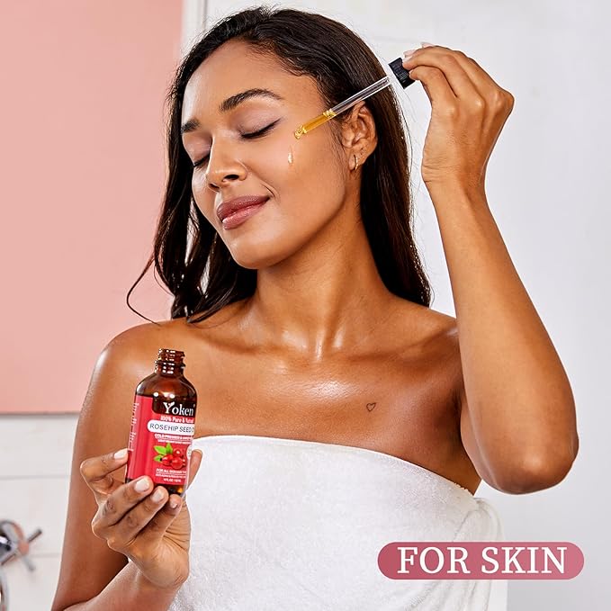 Rosehip Seed Oil for Face 4 fl oz 100 Pure & Natural Cold Pressed Unrefined Organic Rosehip Oil for Skin, Hair, Nails, Anti-Aging Facial & Gua Sha oil