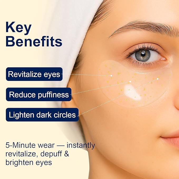 Lunara Under Eye Patches 28 Pairs, 5-Min Energizing Hydrogel Eye Masks with Caffeine Vitamin C Peptides Niacinamide, Refreshing Tired Eye, Includes Two Bonus Eye Serums, Luxury Spa Gifts for Women