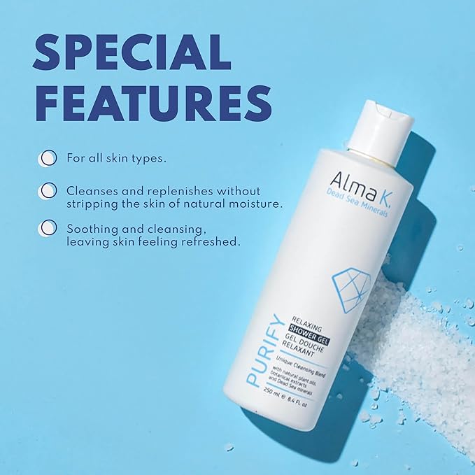 ALMA K Relaxing Shower Gel - Nourishing Women and Men's Body Wash - Skincare with Dead Sea Minerals, Avocado Oil - White Tea and Neroli Scent - 8.4 oz (Pack of 2)