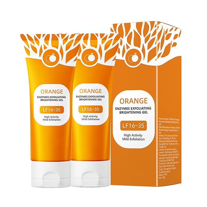 Orange Exfoliating Gel, Face & Body Scrub, Natural Orange Peeling Gel Moisturizing Face Scrub, Gentle for All Skin Types(2PCS)