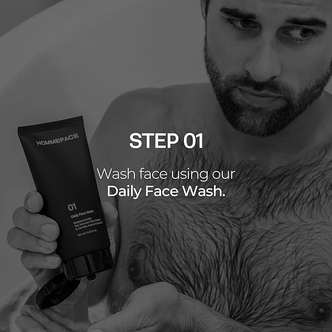 HOMMEFACE Men’s Easy Duo 2-Step Daily Routine Set - Includes a Face Wash, 4.22 fl oz and All-in-One Toner & Moisturizer, 5.07 fl oz - Korean Skincare Technology for Oily & Acne-Prone Skin