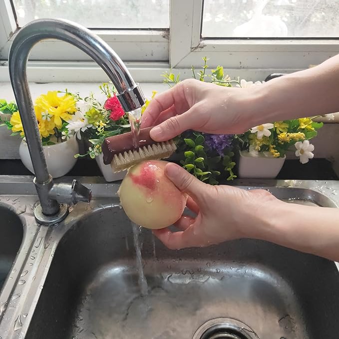 Coralpearl Wooden Nail Brush Cleaner Rosewood Two Sided in Natural 100% Boar Bristle for Cleaning Hand Finger Foot Toe, Fingernail Toenail Scrub Brush for Men Women Kids Manicure Pedicure Care (4)