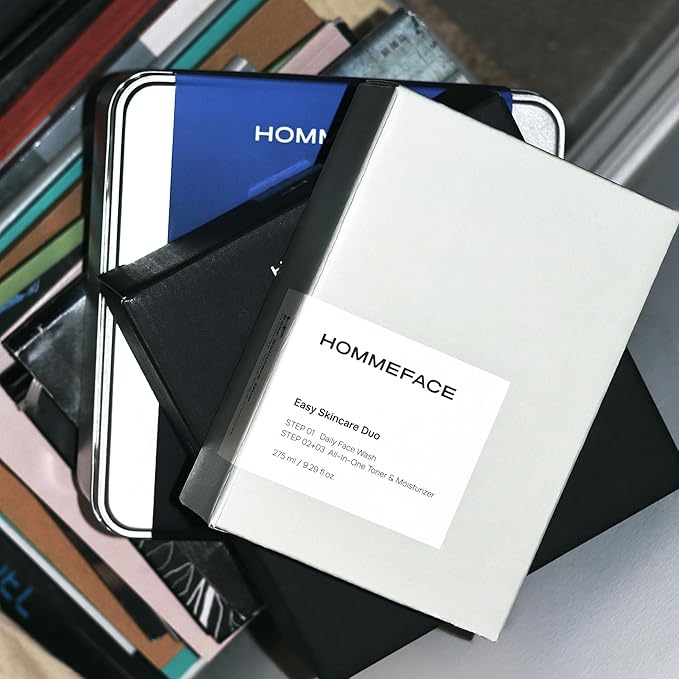HOMMEFACE Men’s Easy Duo 2-Step Daily Routine Set - Includes a Face Wash, 4.22 fl oz and All-in-One Toner & Moisturizer, 5.07 fl oz - Korean Skincare Technology for Oily & Acne-Prone Skin