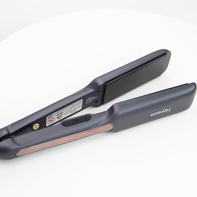 Heysam Flat Iron Hair Straightener for Thick Hair, Titanium Ceramic Ionic Dual Voltage Hair Straightener and Curler 2-in-1, Travel Flat Iron 1.6 Inch for Less Frizz, Shinier & Smoother, Fast Heating