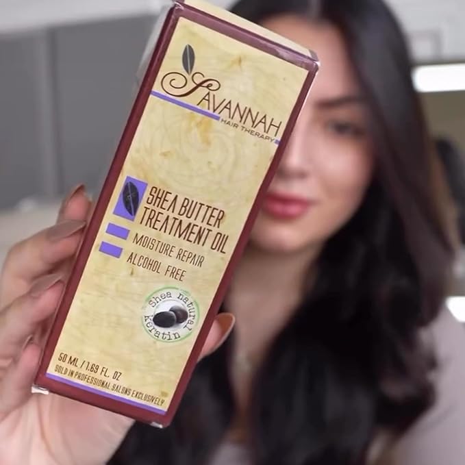 Savannah Hair Therapy Hair Oil with Shea Butter for Frizzy, Dry & Damaged Hair, Hydrating Keratin Treatment Oil, 1.69oz/50ml