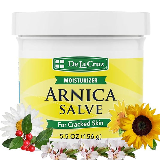 De La Cruz Arnica Salve - Foot Cream for Dry Cracked Heels and Feet - Moisturizing Hand Salve for Dried Hands - 24 Hour Moisture Foot Cream for Dry Cracked Feet and Rough Skin - JUMBO SIZE 5.5 OZ