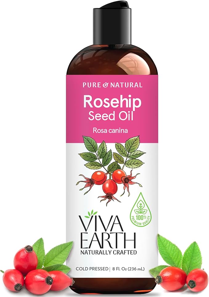 Rosehip Seed Oil - 8 Fl Oz - 100% Pure & Natural Cold Pressed Premium Grade. for Face, Skin Care, Hair Care, Gua Sha Massage, Fast Absorbing and Light Weight Oil