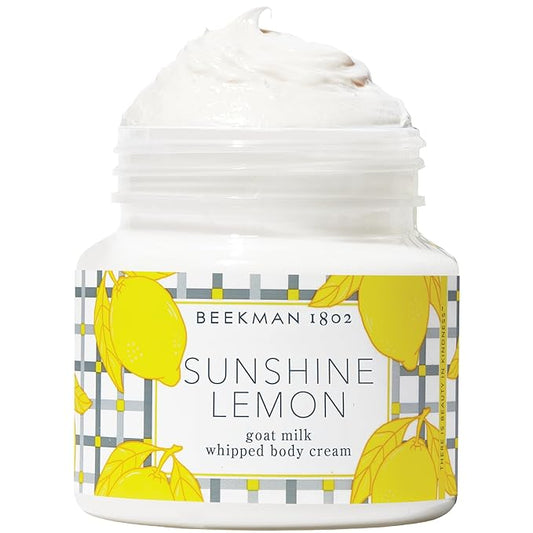 Beekman 1802 Whipped Body Cream – Moisturizes & Softens Skin with Goat Milk, Mango Seed Butter & Vitamin E – 8 oz – Sunshine Lemon