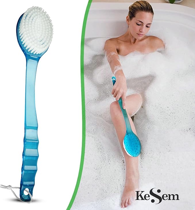 2 Pack Back Scrubber Shower Brush with 14 inch Long Handle, Soft Bristles Full Body Skin Exfoliator for Bath Wet or Dry Brush for Men & Women (14")