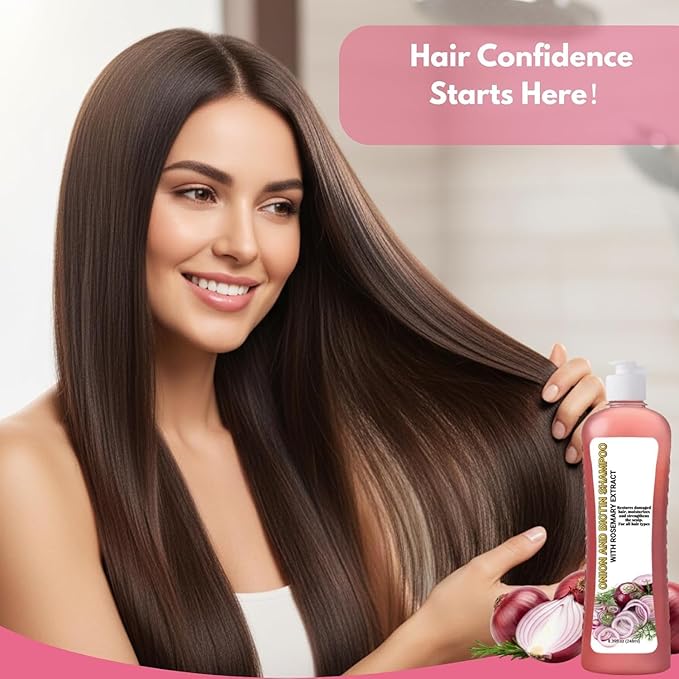 Onion & Biotin Shampoo and Hair Treatment Set with Rosemary Extract – Strengthens Roots, Repairs Damage, Boosts Shine, Moisturizing Hair Care for Dry and Damaged Hair, Sulfate-Free