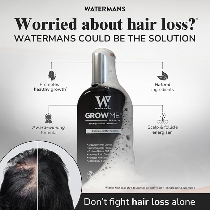 Hair Growth Shampoo & Conditioner by Watermans UK Biotin, Argan Oil, Allantoin, Rosemary, Niacinamide, Lupin. Male & Female Hair Loss Products
