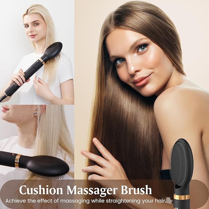 Air Styler 5 in 1, Hair Dryer Brush & Multi-Styler with 110,000 RPM High-Speed Powerful Motor, Auto-Wrap Curler, Cushion Massager, Oval Brush, Diffuser, Nozzle Attachment