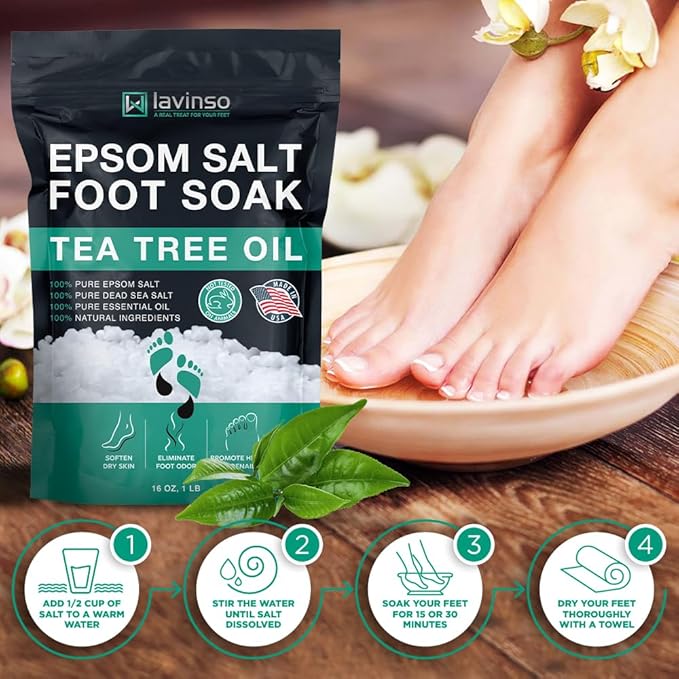 Tea Tree Oil Foot Soak and 40% Urea Cream - for Dry Cracked Feet with Maximum Strength