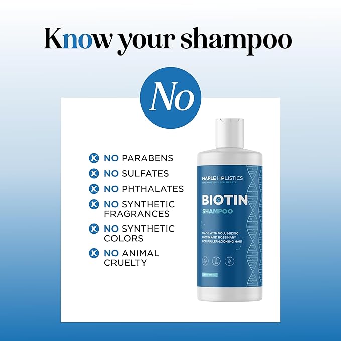 Rosemary and Biotin Shampoo for Thinning Hair - Vegan Volumizing Shampoo for Fine Hair with B Vitamins Argan Oil & Tea Tree Essential Oil - Paraben Silicone and Sulfate Free Vegan Formula (8 Fl Oz)