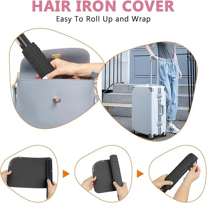 Larger Size Silicone Heat Resistant Mat for Curling Irons, Flat Irons, Hair Straightener and Other Hair Styling Tools, Portable Hot Tools Pad Cover for Travel Vanity Salon(12.0" x 9.0")