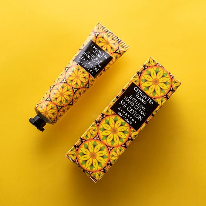 SPA CEYLON CEYLON TEA YLANG Intensive Hand Cream | Travel Size Natural Hand Moisturizer | Mango, Tea, and Coconut Hand Cream | Hydrating and Vegan | 30g