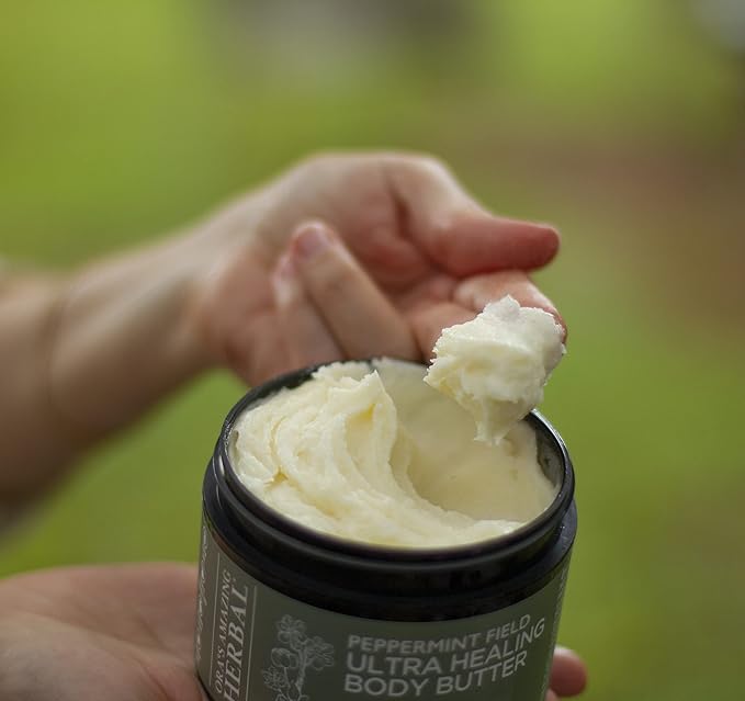 Ora's Amazing Herbal Ultra Healing Body Butter, Intensive Moisturizer For Dry Skin, Spearmint & Bergamot Essential Oil, 8 oz, Peppermint Field Scent