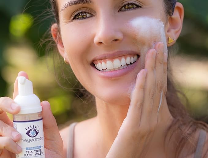 Foaming Tea Tree Face Wash and Eyelid Cleanser for Women - Made With Organic Ingredients & Aloe Vera, 3 Pack - 1.7 Ounces