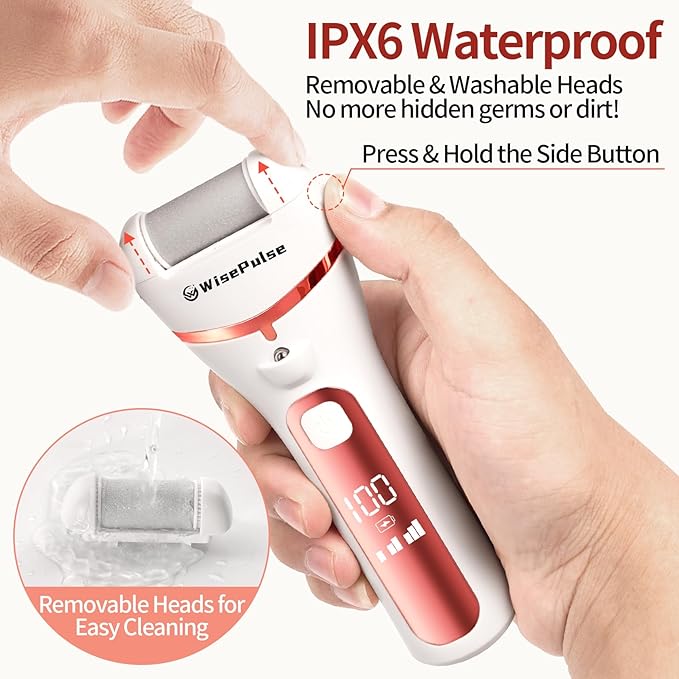 Electric Foot Callus Remover, Rechargeable Electric Callus Remover for Feet with 3 Speed, 9 in 1 Pedicure Kit with Nano-Glass, Waterproof Professional Foot File for Dead, Hard, Cracked Skin(Pink)