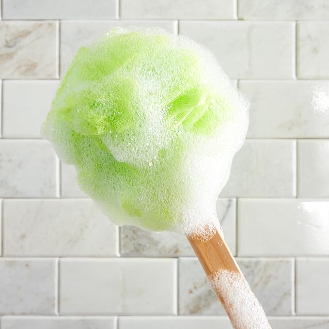 Juvale Loofah Back Scrubber for Shower - 4 Pack, Assorted Colors, 16 in - Loofah with Handle - Body Scrubber & Shower Brush with Long Handle