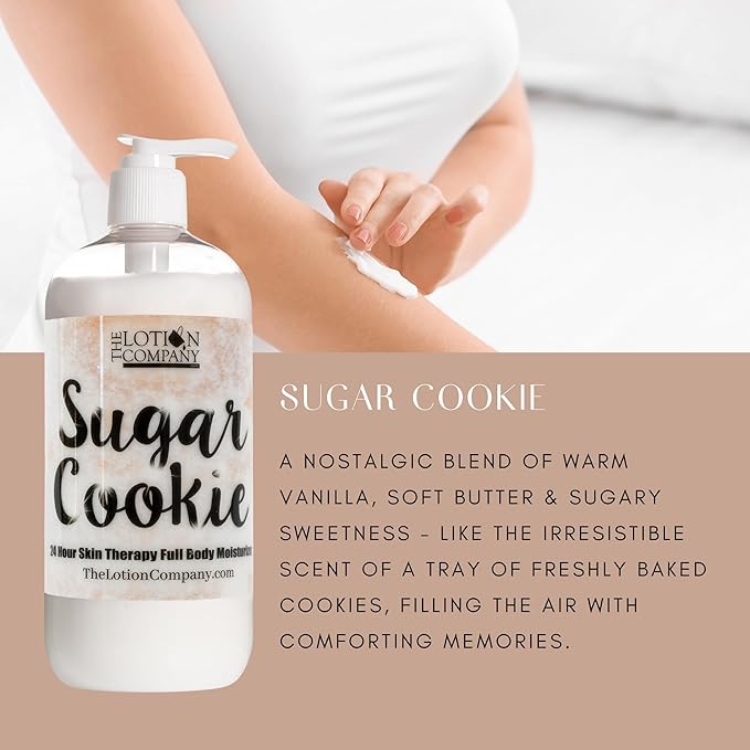 The Lotion Company 24 Hour Skin Therapy Lotion – Sugar Cookie Scented Full Body Moisturizer, Paraben Free, Made in USA, w/Aloe Vera, 16 oz