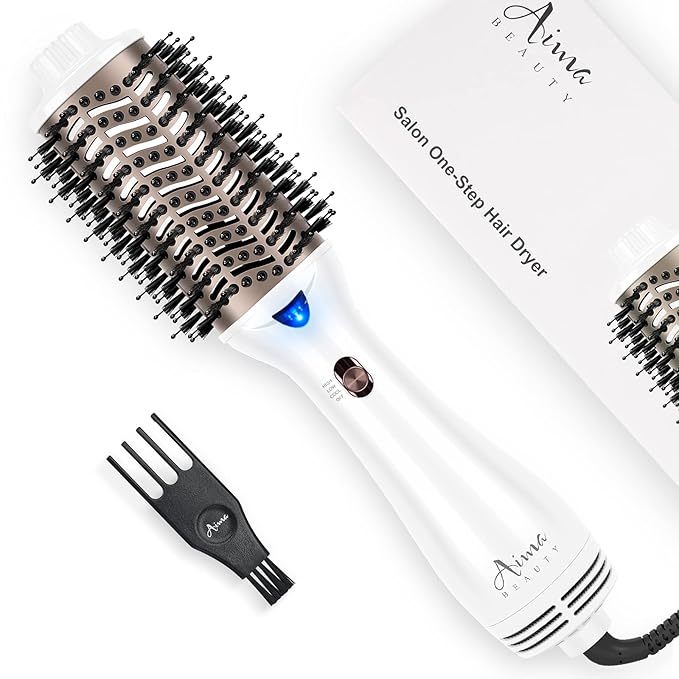 One Step Dryer & Volumizing Hot Air Brush, Blow Dryer, Ceramic Straightener, Curler & Hot Comb 4 in 1 Salon Ionic Hair Styling Tools, White
