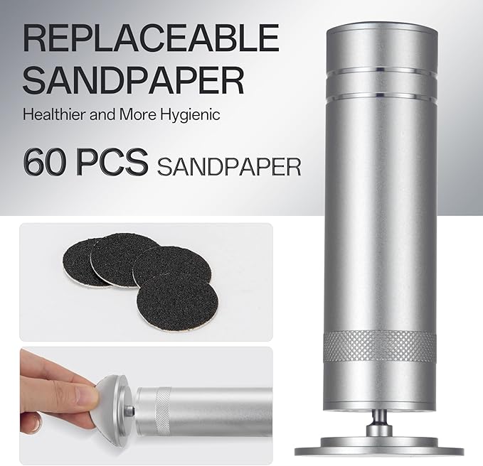 New Version Electric Foot File - Electric Callus Remover for feet,Adjustable Speed Foot File with 60 Pcs Sandpaper Discs for Men & Women Dead Dry Calluses and Cracked Heels,Professional Pedicure Tool
