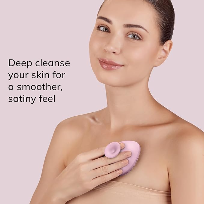 GESKE Body Brush | 4 in 1 | Cleansing Brush for The Entire Body | Professional Deep Cleaning | Soft Silicone Bristles | Ergonomic Two-Finger Design | Cleanses & Massages