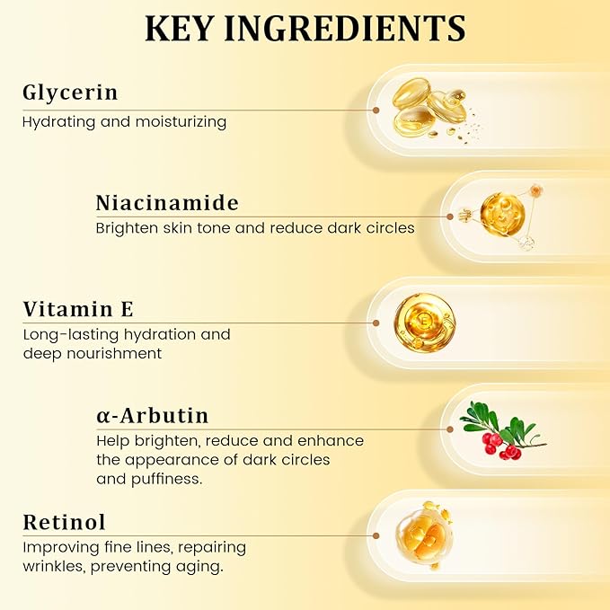 Retinol Eye Cream for Dark Circles, Wrinkles & Puffiness - Under Eye Cream with Anti-Aging Formula to Smooth Fine Lines, Eye Tightener & Reduce Eye Bags,Eye Firming Cream 1 Fl Oz