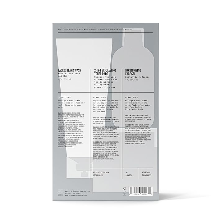 Bevel Facial Skin Care Set for Men - Mens Skincare Kit Routine Includes Face Wash with Aloe Vera, Glycolic Acid Exfoliating Pads, Lightweight Face Moisturizer, Helps Treat Blemishes and Bumps