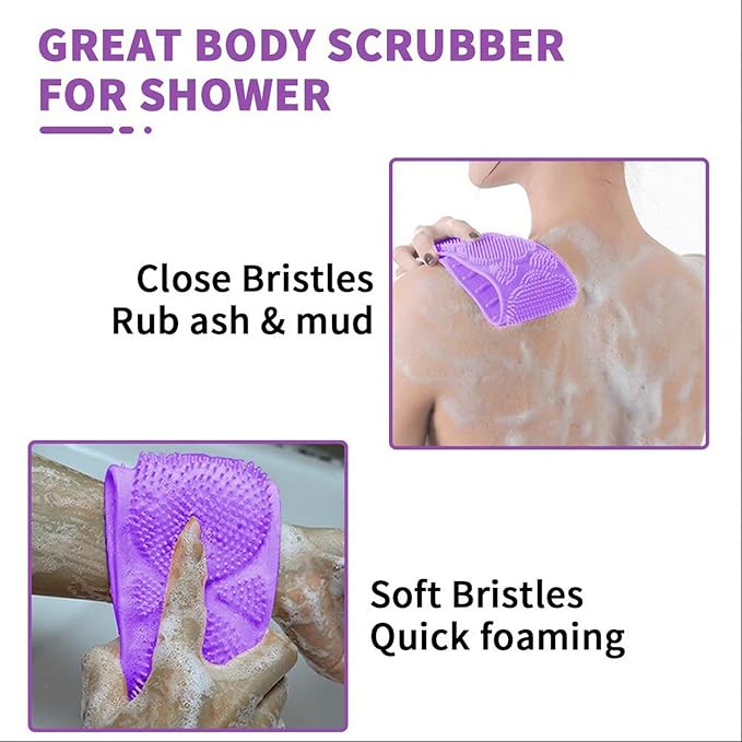 Silicone Back Scrubber for Shower, Silicone Body Scrubber, 35 Inch Extra Long Bath Body Brush Back Brush Exfoliating Body Scrubber with Handle for Men Women