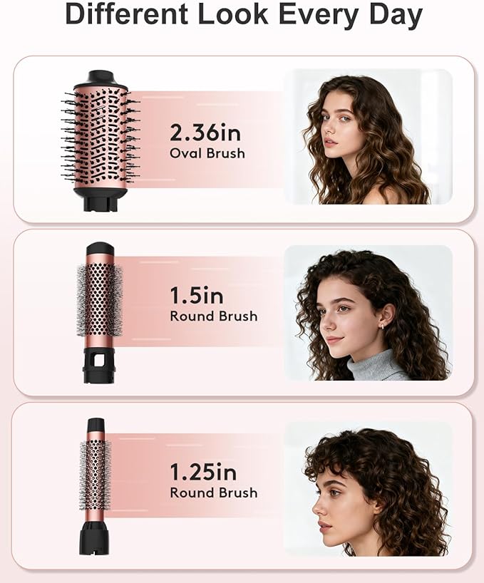 Nimmu Blow Dryer Brush Set, 5-in-1 Hot Air Brush Set, All-in-One Hair Styler for Salon Blowouts, Smoothing, Curling & Volumizing and Straightening, Less Frizz & Heat Damage, Black