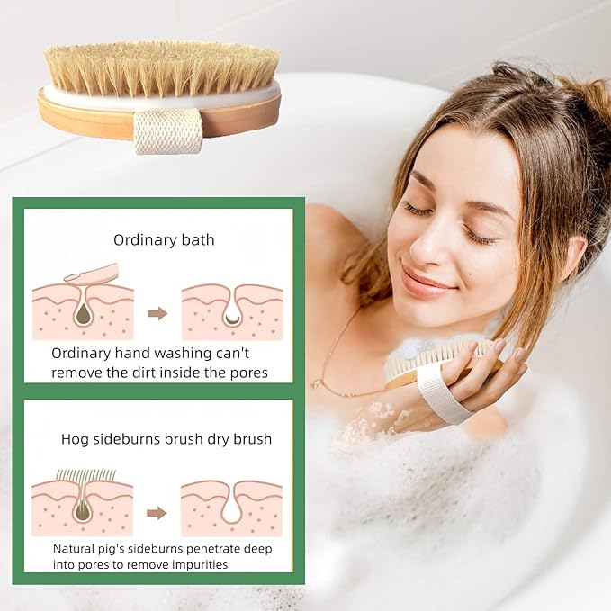 Dry Brushing Body Brush with Soft and Stiff Natural Bristles, Body Exfoliating/Massage Scrub Brush for Cellulite and Lymphatic, Improve Your Circulation, 4 Pack