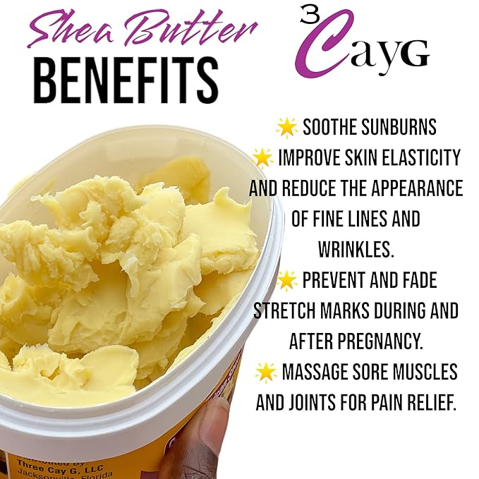3CAYG 1 lb Unrefined Shea Butter for Hair, Skin, and Nails