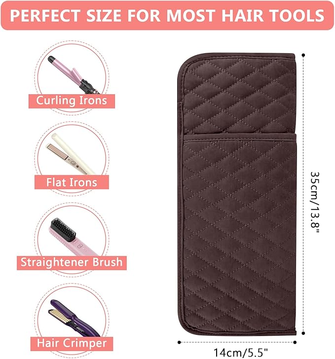Heat Resistant Hair Tools Organizer Bag Portable Travel Storage Cover Pouch for Hair Straighteners, Curling Irons, Flat Irons and Hot Styling Tools(13.8" x 5.5")
