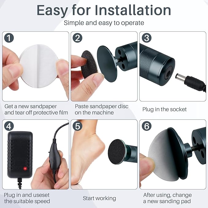 Callus Remover for feet,Nail Filer,Electric Foot Filer with 60Pcs+12Pcs Sandpaper Discs，Gifts for Woman/Men Birthday Christmas Stocking Stuffers Foot Repair Tool-Grey